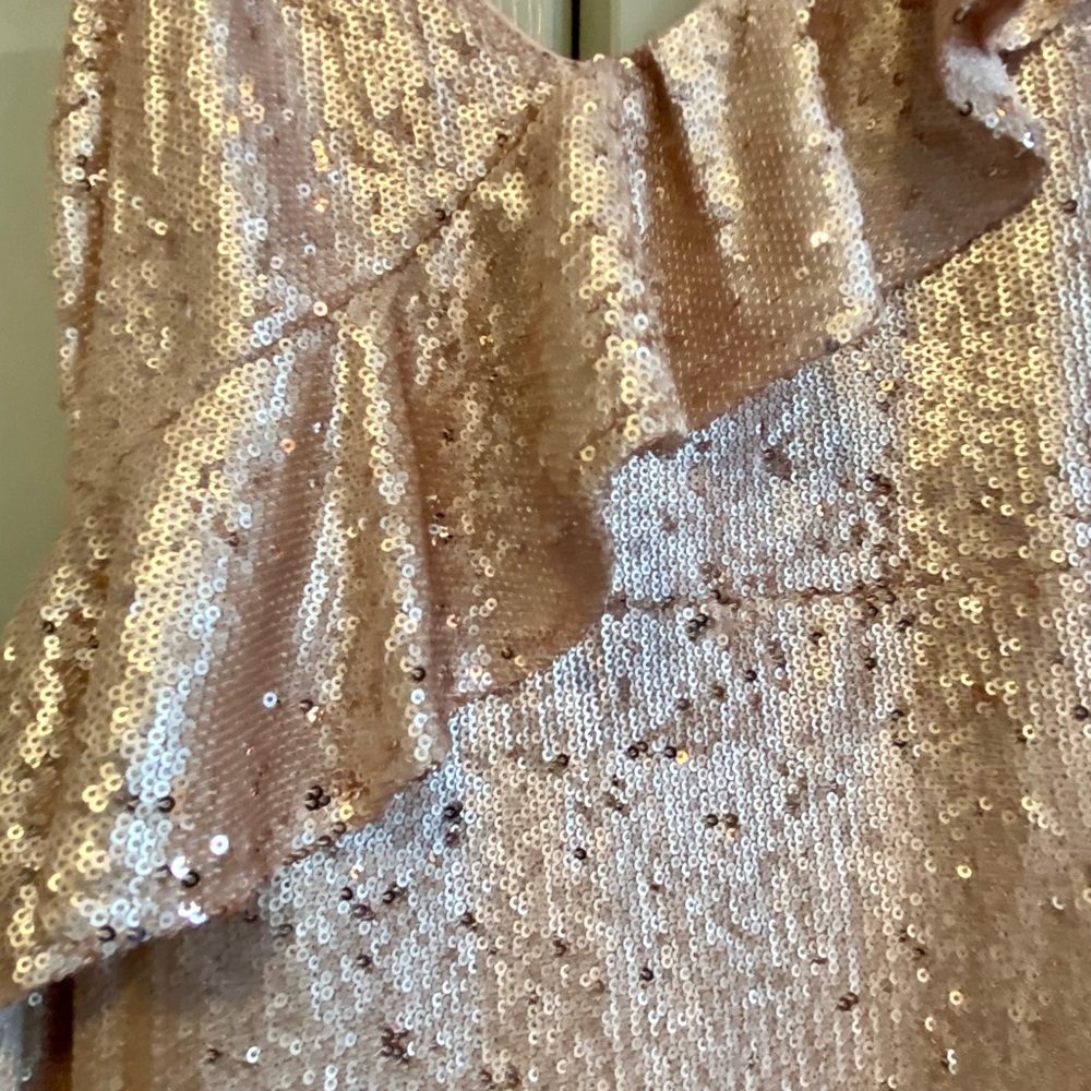 Lulus Clementina Rose Gold Pink Sequin Ruffle Mini Dress - Picture 3 of 11